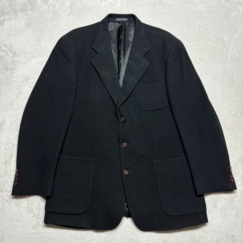 Ralph Ralph Lauren‎ Topcoat Suit Jacket Mens 44L Tall Black 3-Button Wool Blend